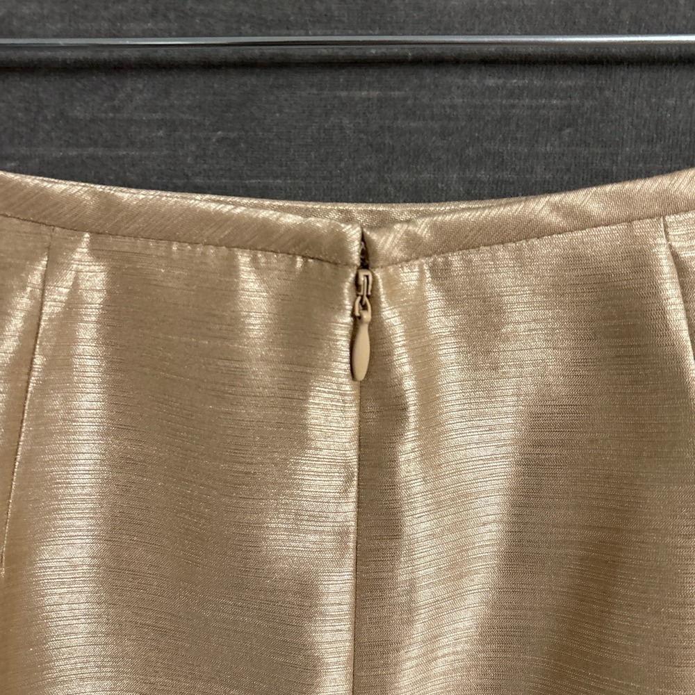 Le Suit Skirt Suit 6 Gold Satin Shimmer Metallic Formal Wedding Evening Mother - Picture 14 of 16